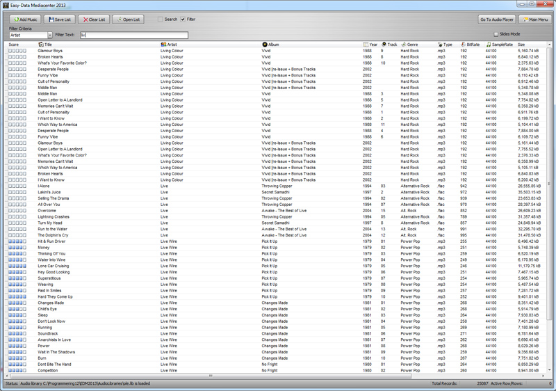 Easy-Data Mediacenter - Audio Library standard view