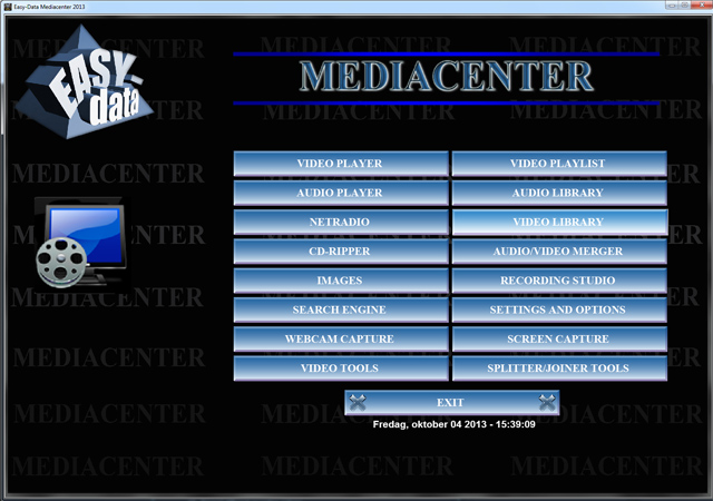Easy-Data Mediacenter main menu